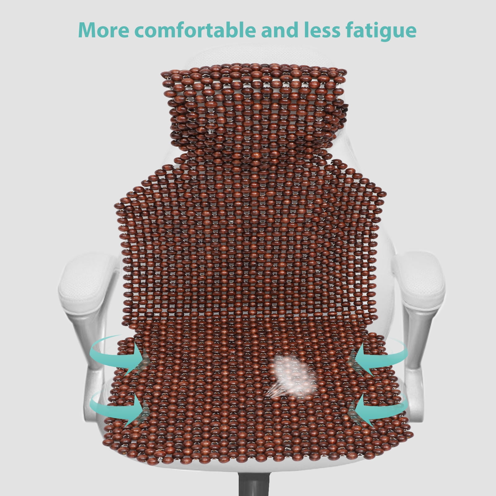 Car Seat Pads Wooden Beads Seat Cushion Breathable Coffee 1 Pc 53.45 × 17.68 × 0.79 inch — image 5