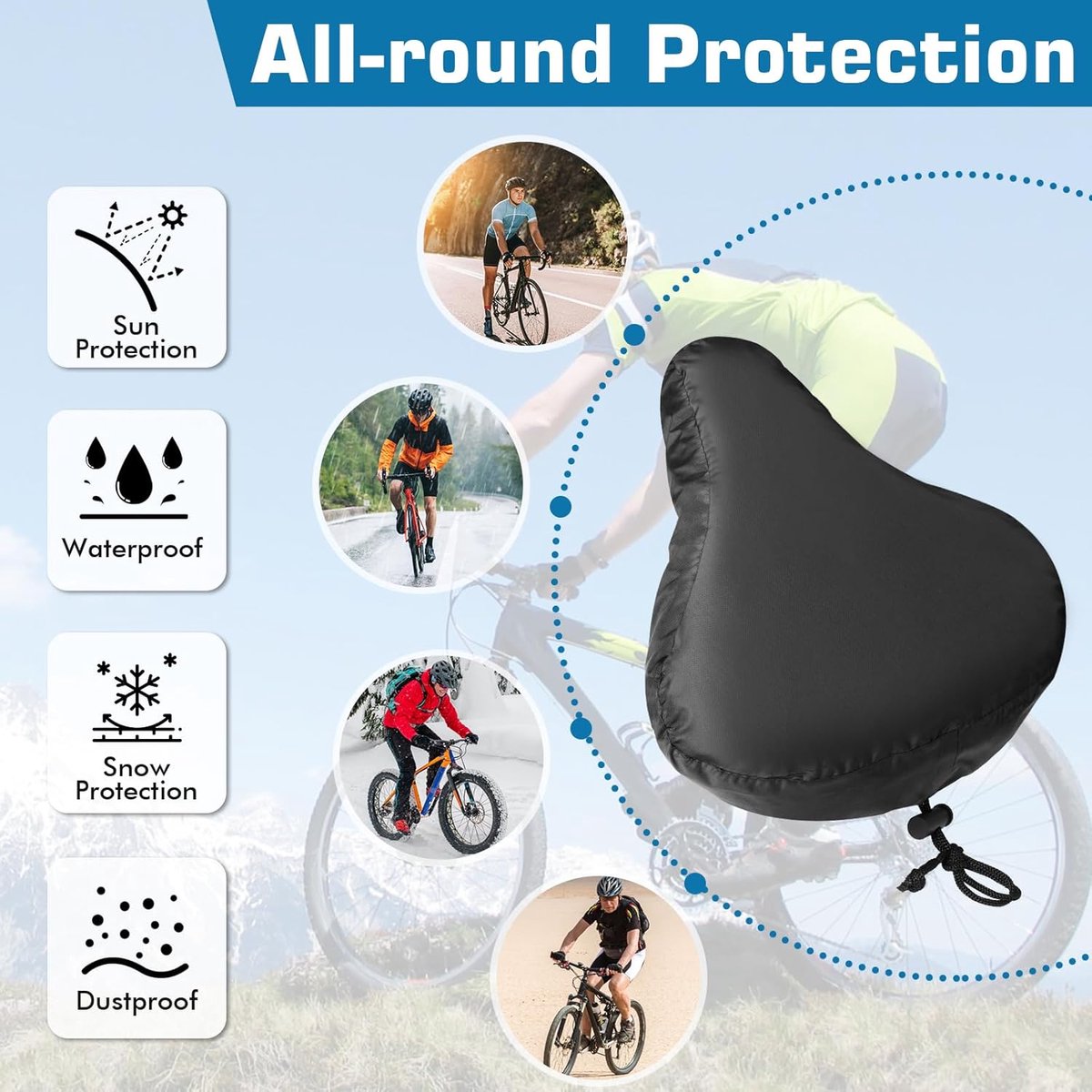2 pieces - Bicycle Saddle Cover - Waterproof Saddle Cover - Cover for Bicycle Saddle - Rain Cover - Saddle Cover - with drawstring - outdoor saddle cover โ image 5