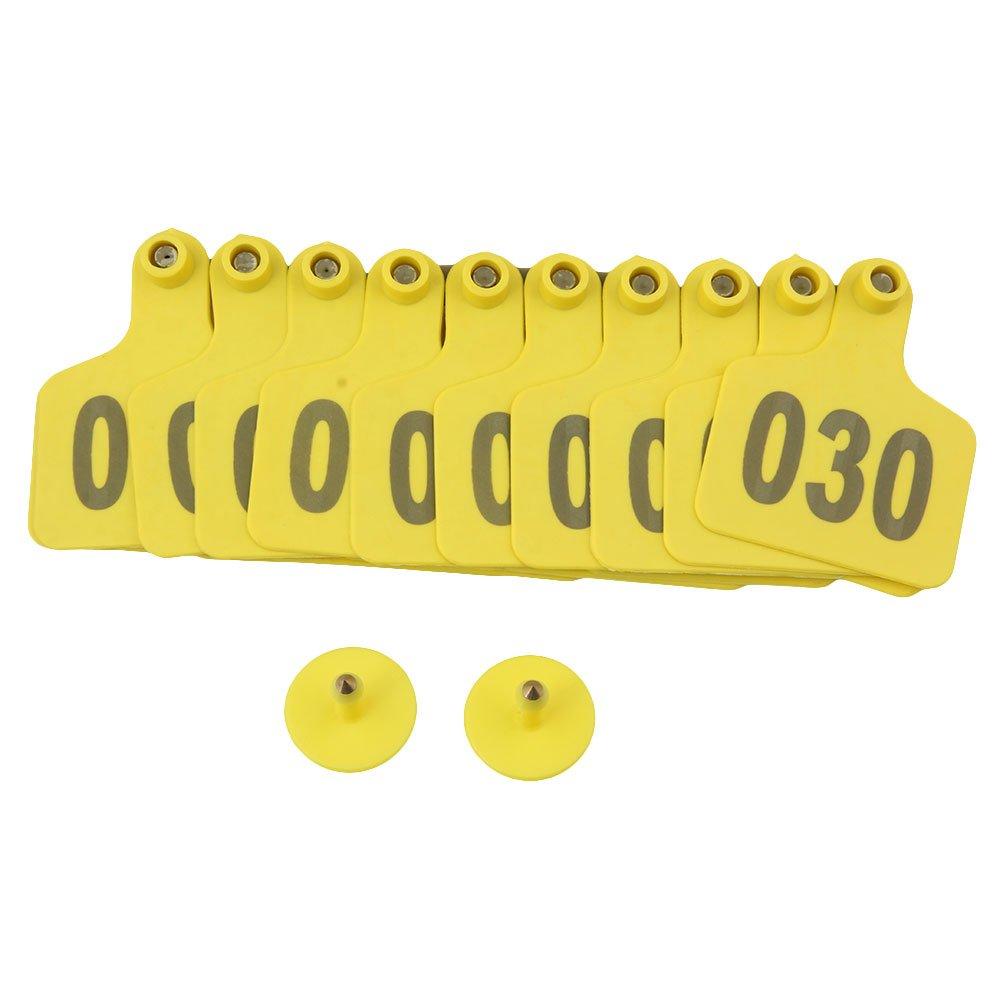 1-100 Cattle Number Ear Tag 6 × 7cm Set -Medium Yellow Cow Sheep Livestock Label — image 3