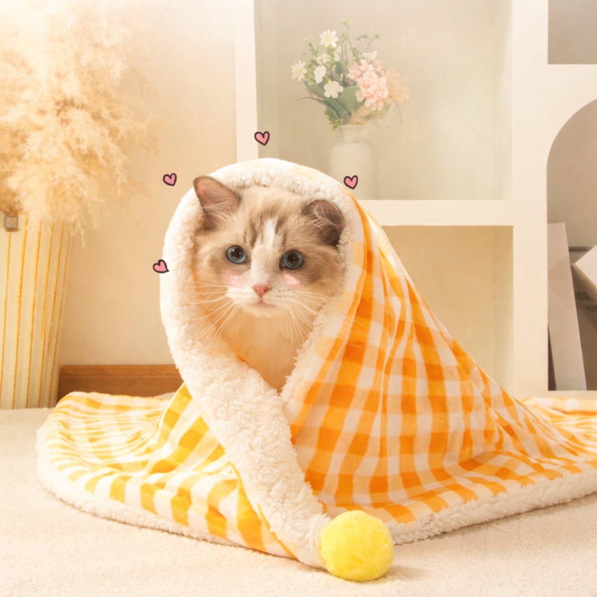 Pet Mat - Soft Pet Blanket - Warm Plush Blanket for Dogs and Cats - Comfortable & Cozy Sleep Blanket - 55 × 45cm - Yellow — image 3