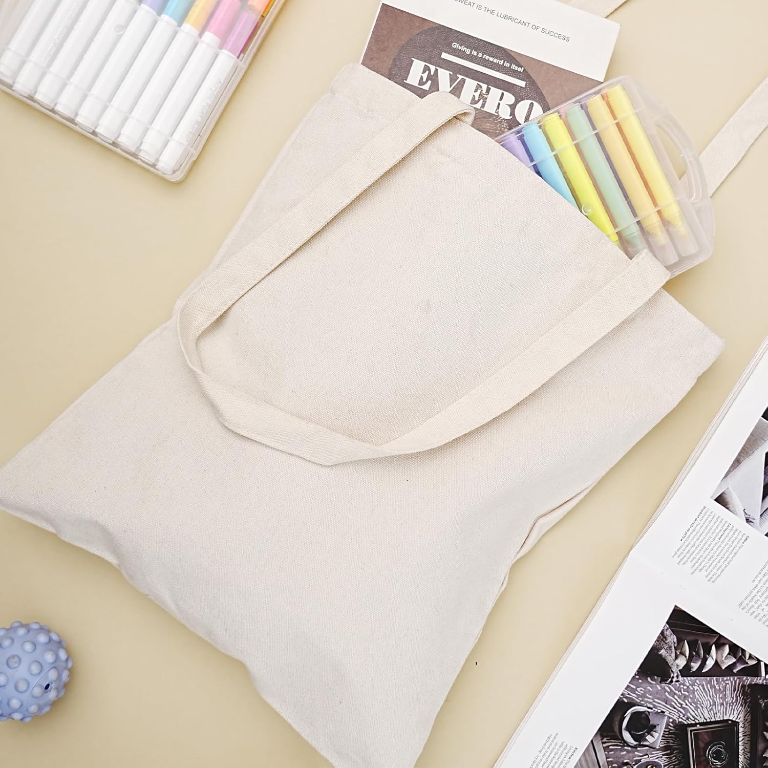 Reusable Grocery Shopping Bags Cotton Tote Bag, Blank Tote Canvas Bags for DIY Craft, Grocery,Shopping,Drawing โ image 6