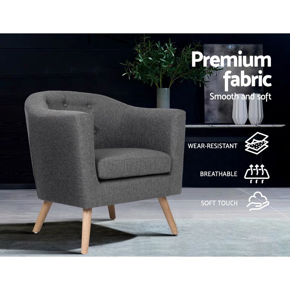 Artiss Armchair Tub Chair Grey Adora โ image 5