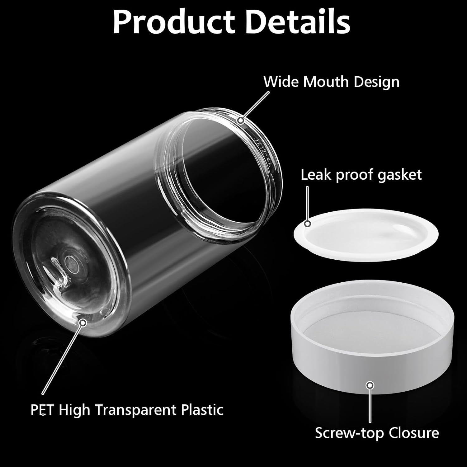 4 Pack Plastic Jars, 4 OZ Round Clear Cosmetic Container Jars with White Lids, Leak Proof Makeup Sample Container, Refillable Travel Cosmetic Storage for DIY — image 3
