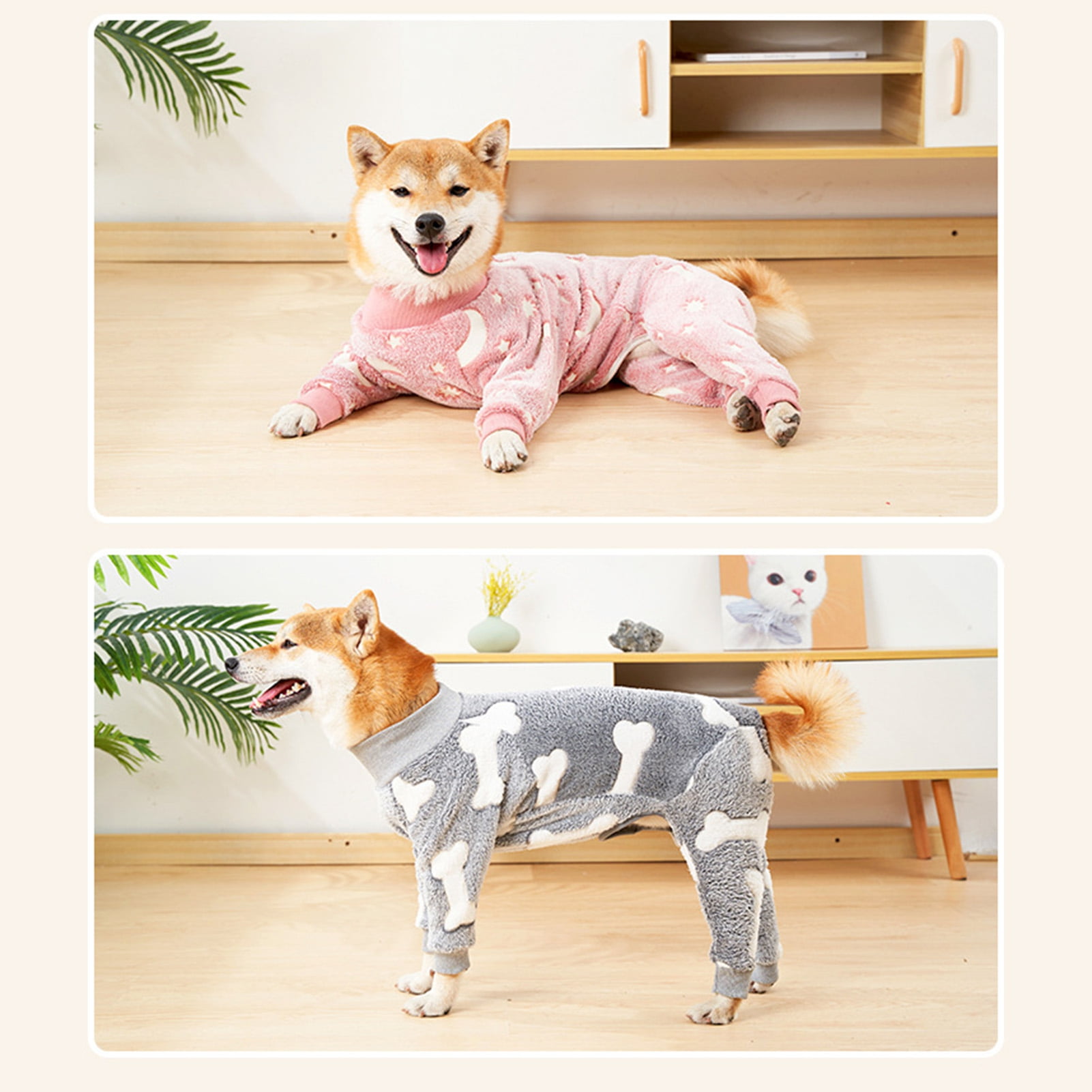 Turtleneck Dog Clothes Pajamas,Autumn Winter Dog Jumpsuit Coat,Winter Soft Warm Flannel Pajamas Jumpsuit for Medium Large Dog S Pink โ image 6