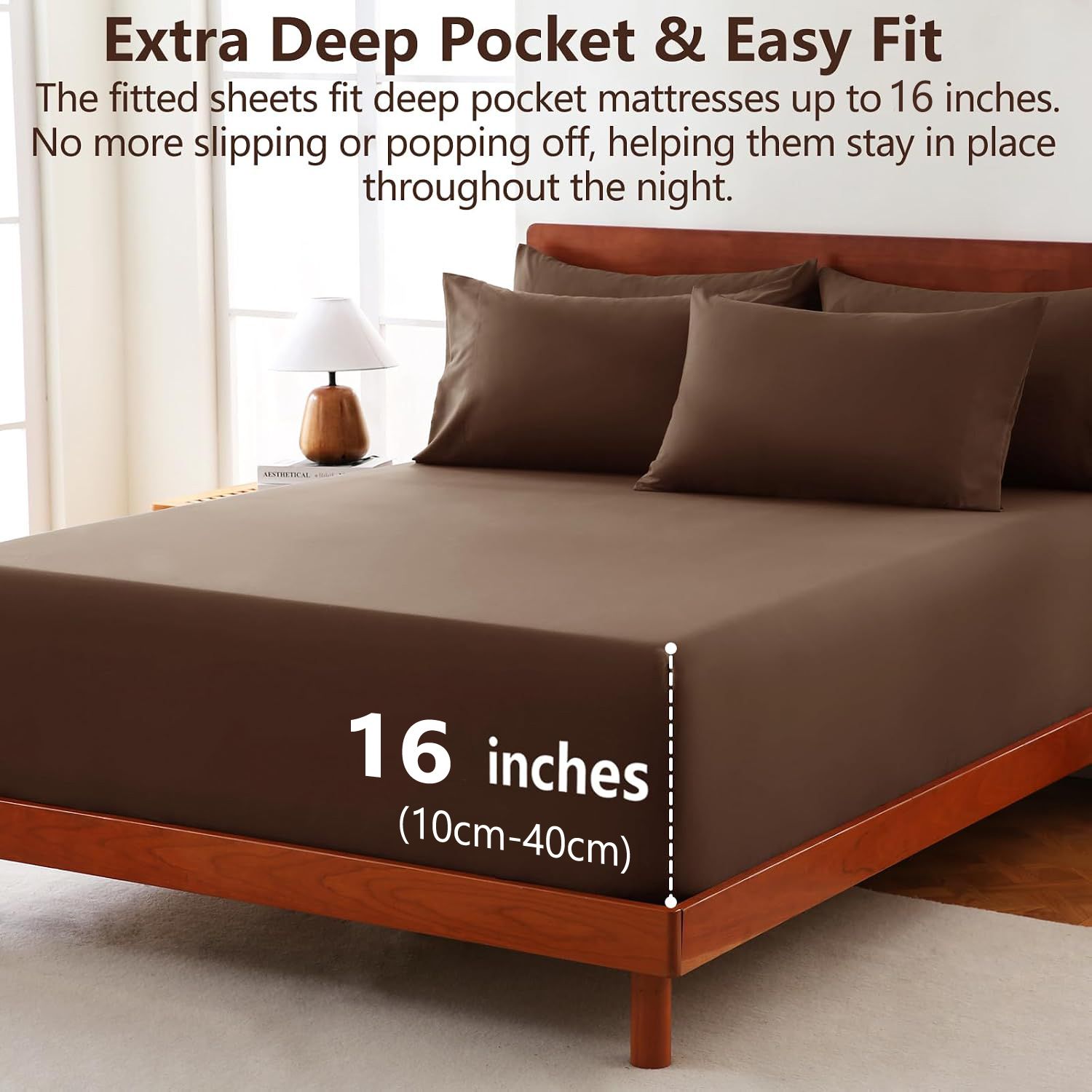 Hotel Soft Bed Sheet Set- Bedding Sheets & Pillowcases -Breathable Bedding - Wrinkle, Fade, Stain Resistant-Deep Pocket Flat Fitted Bed Sheet — image 2