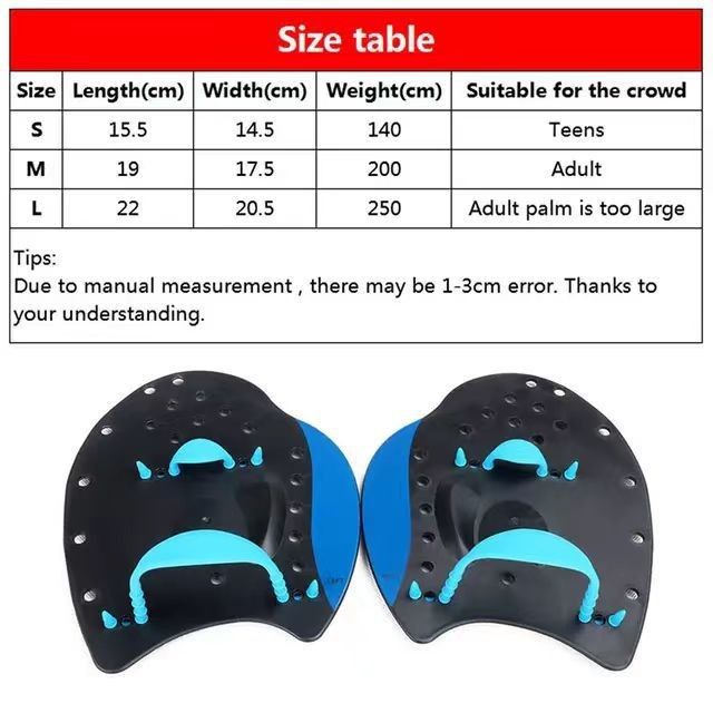 Swim Paddles Professional Agility Power Hand Paddle for Swimming Training for Teenagers Men Women （M blue） — image 5