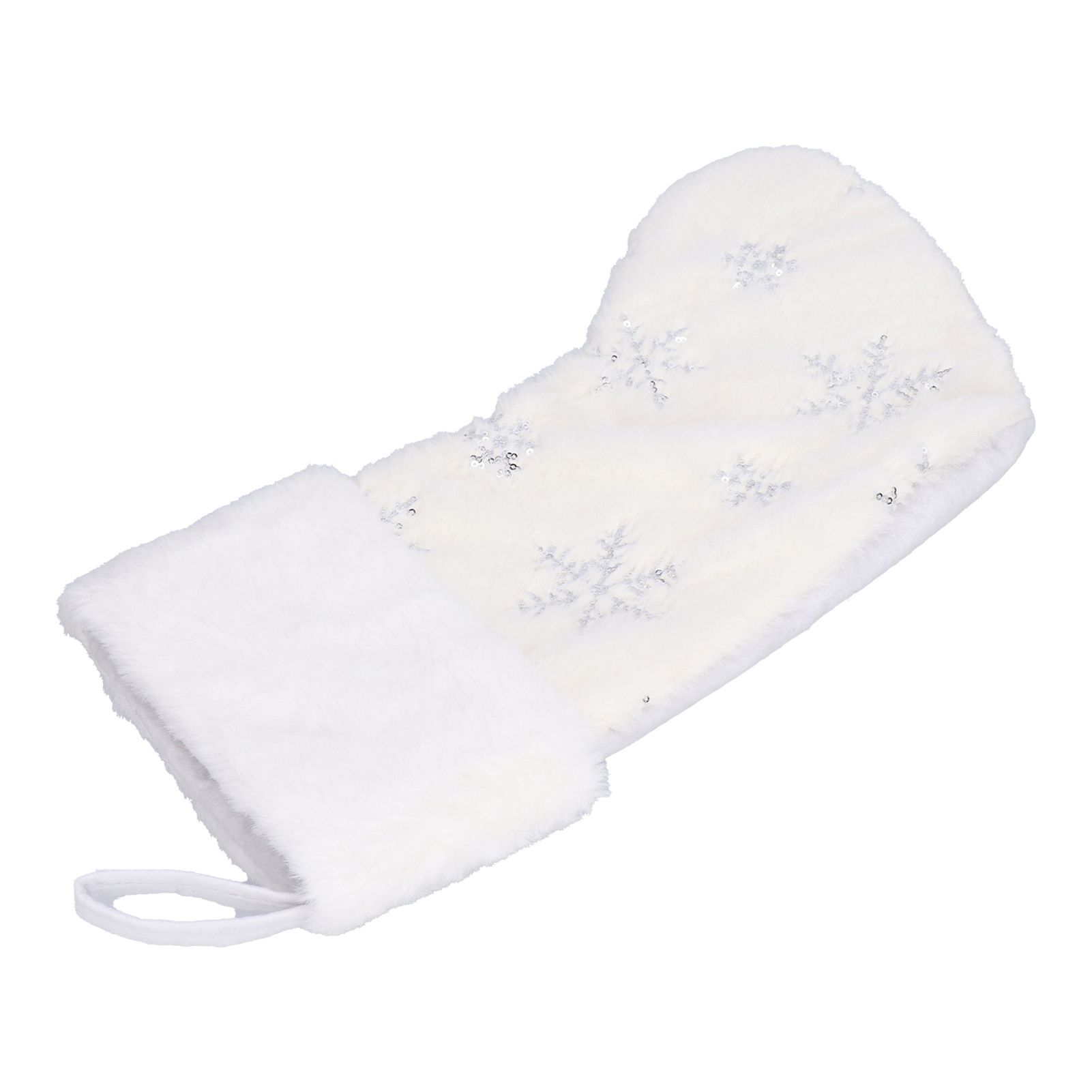 Polyester Christmas Stocking Pendant with Embroidery Snowflake Pattern Xmas Tree Decoration OrnamentSilver — image 4