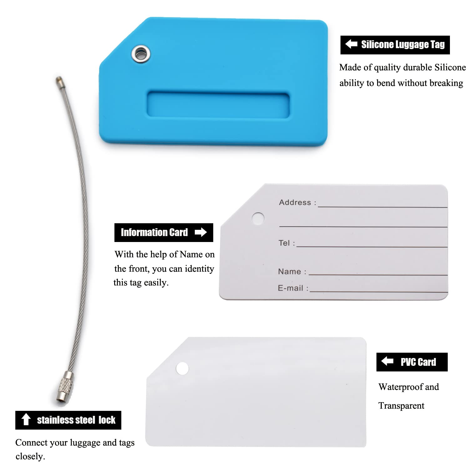 TSA Approved Travel Bottles Luggage Tag,Perfect Size to fit in Your Carry- Luggage for Travel or Vacatis — image 3