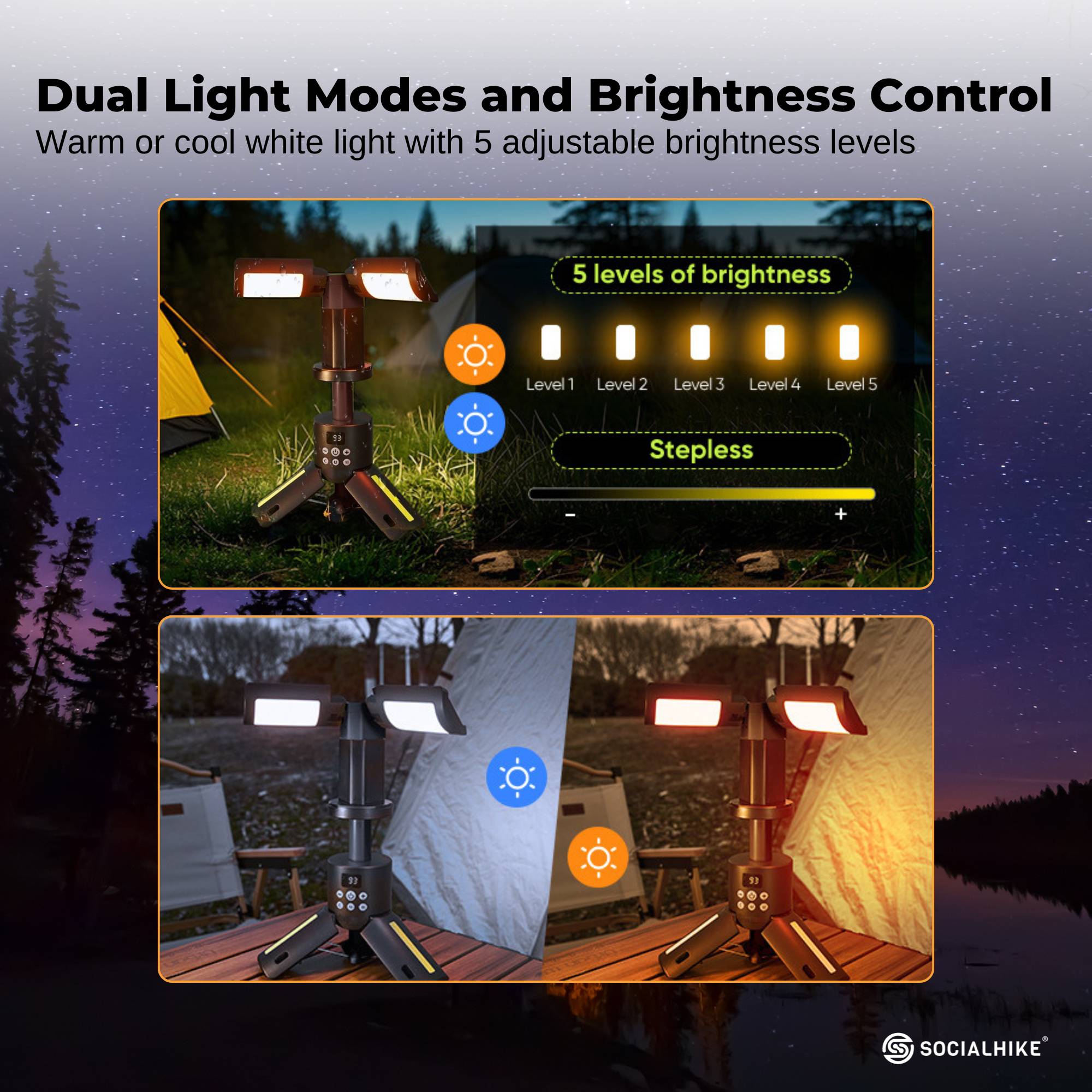 Social Hike Rechargeable Telescopic Camping Light - Outdoor LED 20W Lantern — image 4