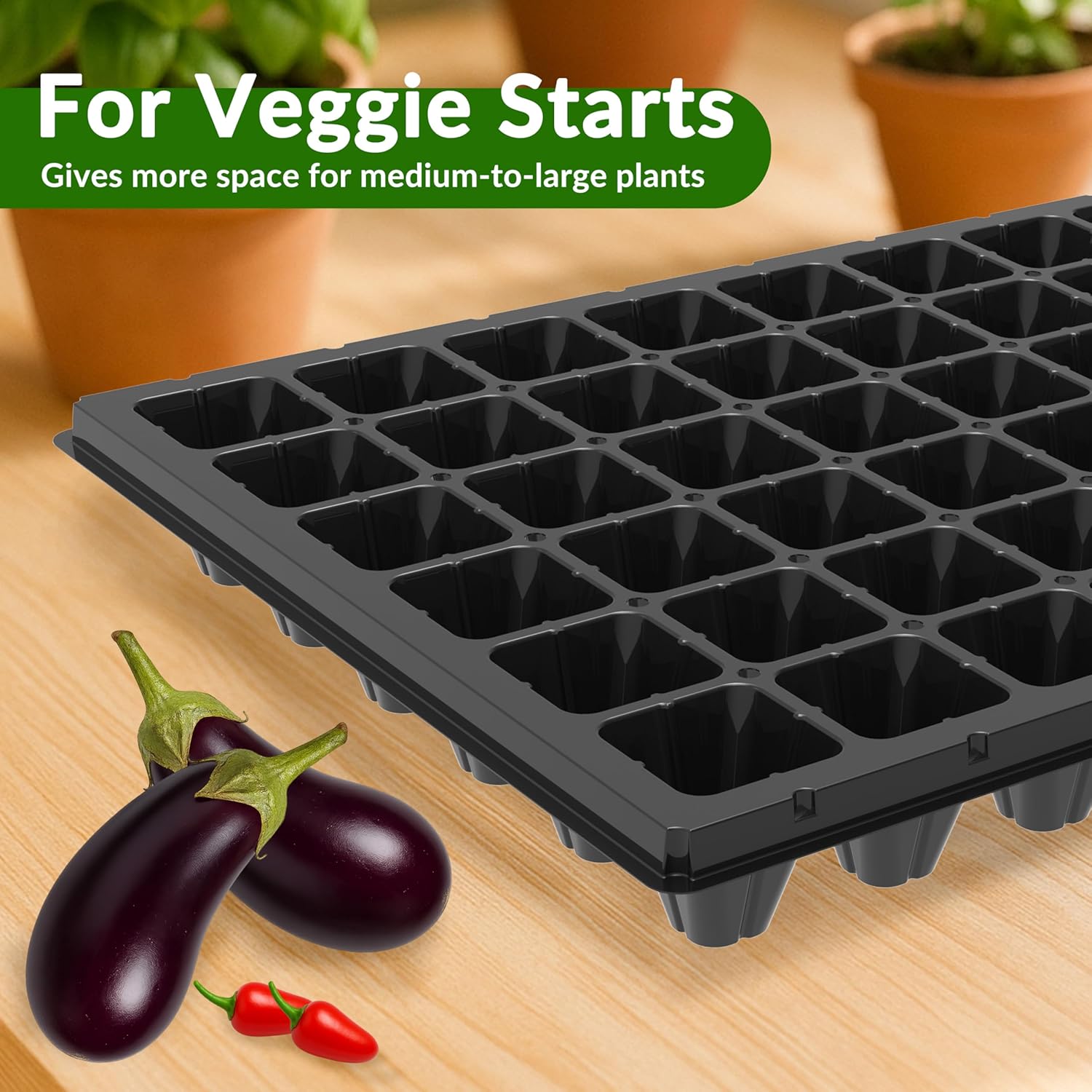 10 Pack 72 Cell Seed Starter Trays, 1.75" Deep Plug Tray for Seedlings, Thick Seedling Trays with Drainage Holes, Fit Standard 1020 Drip Tray โ image 3