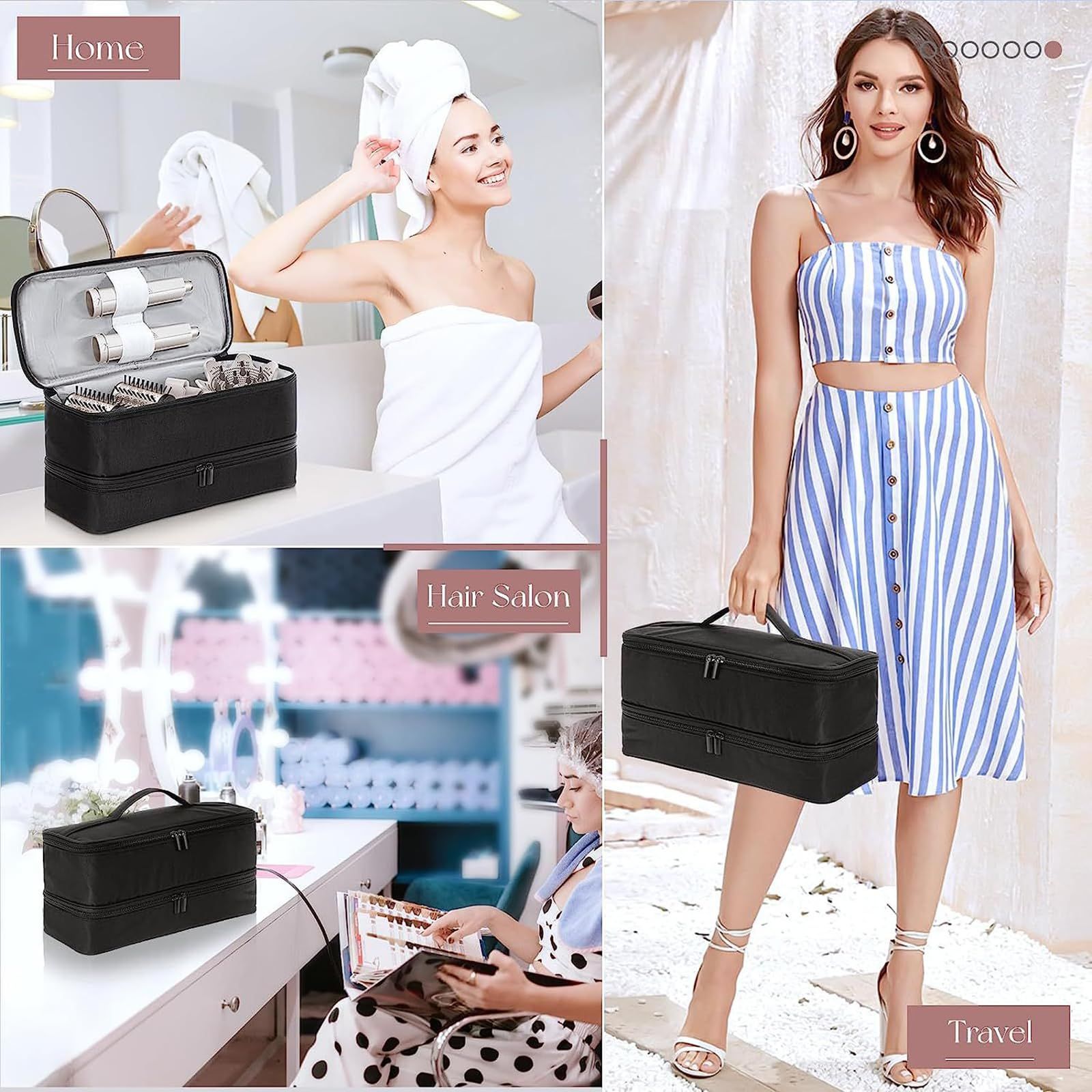 Double Layer Storage Case For, Travel Carrying Case For 430/440, Organizer Bag For /Styler Attachments (Black) — image 3