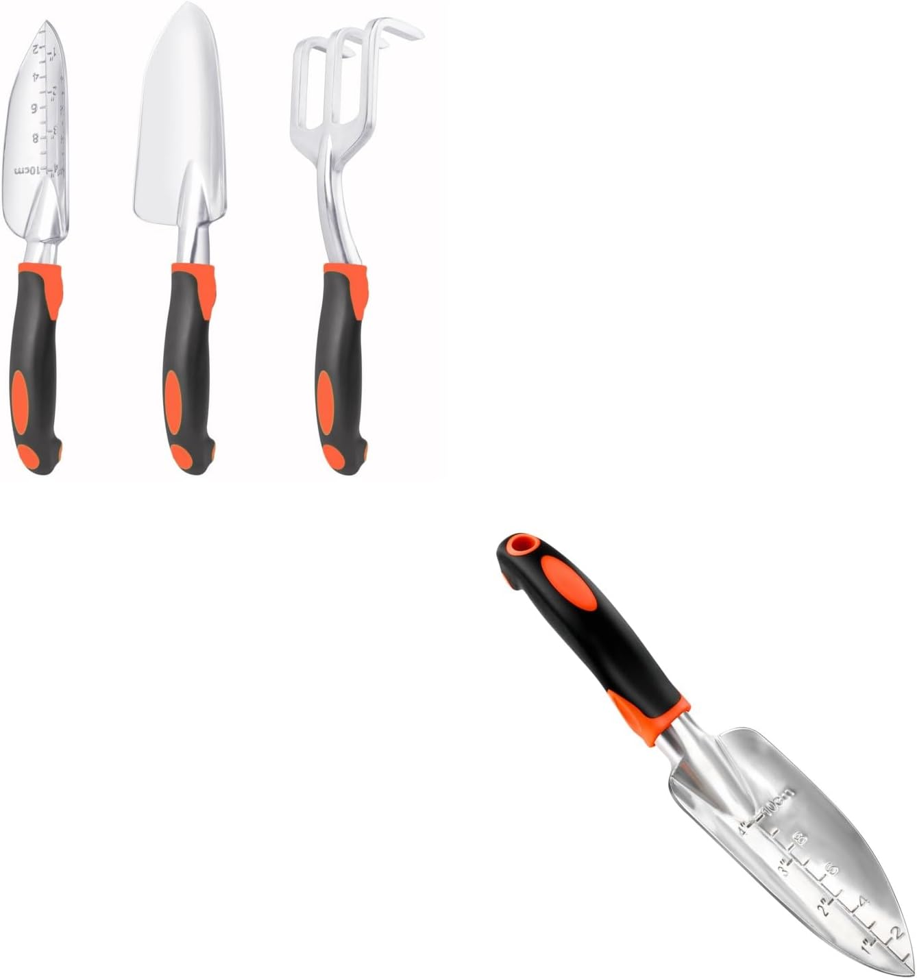 Garden Tools Set, 3 Pack Heavy Duty Gardening Tools Set Include Garden Shovel + Garden Shovel Trowel Garden Tool with Measurement Mark, Heavy Duty Gardening