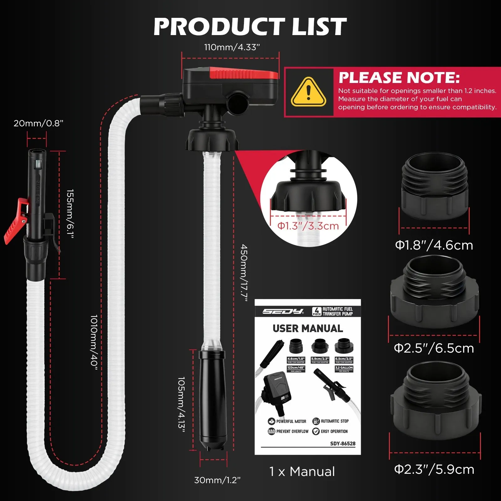 SEDY 3.2 GPM Automatic Shut Off Fuel Transfer Pump Battery Powered Diesel Pump — image 2
