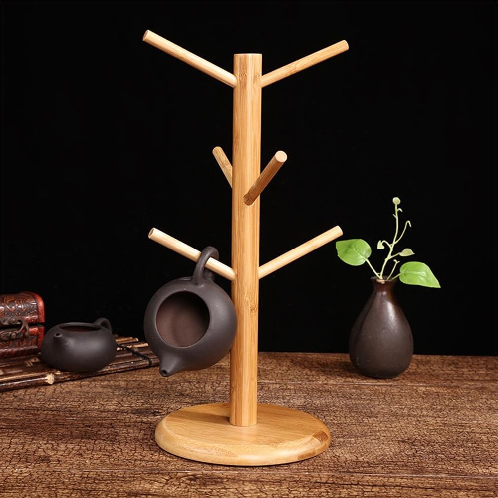 Mug Holder Tree, Coffee Cup Holder with 6 Hooks, Hanger Coffee Bar Organizer Display Stand for Kitchen Counter Dinnerware Storage(Nature) — image 2