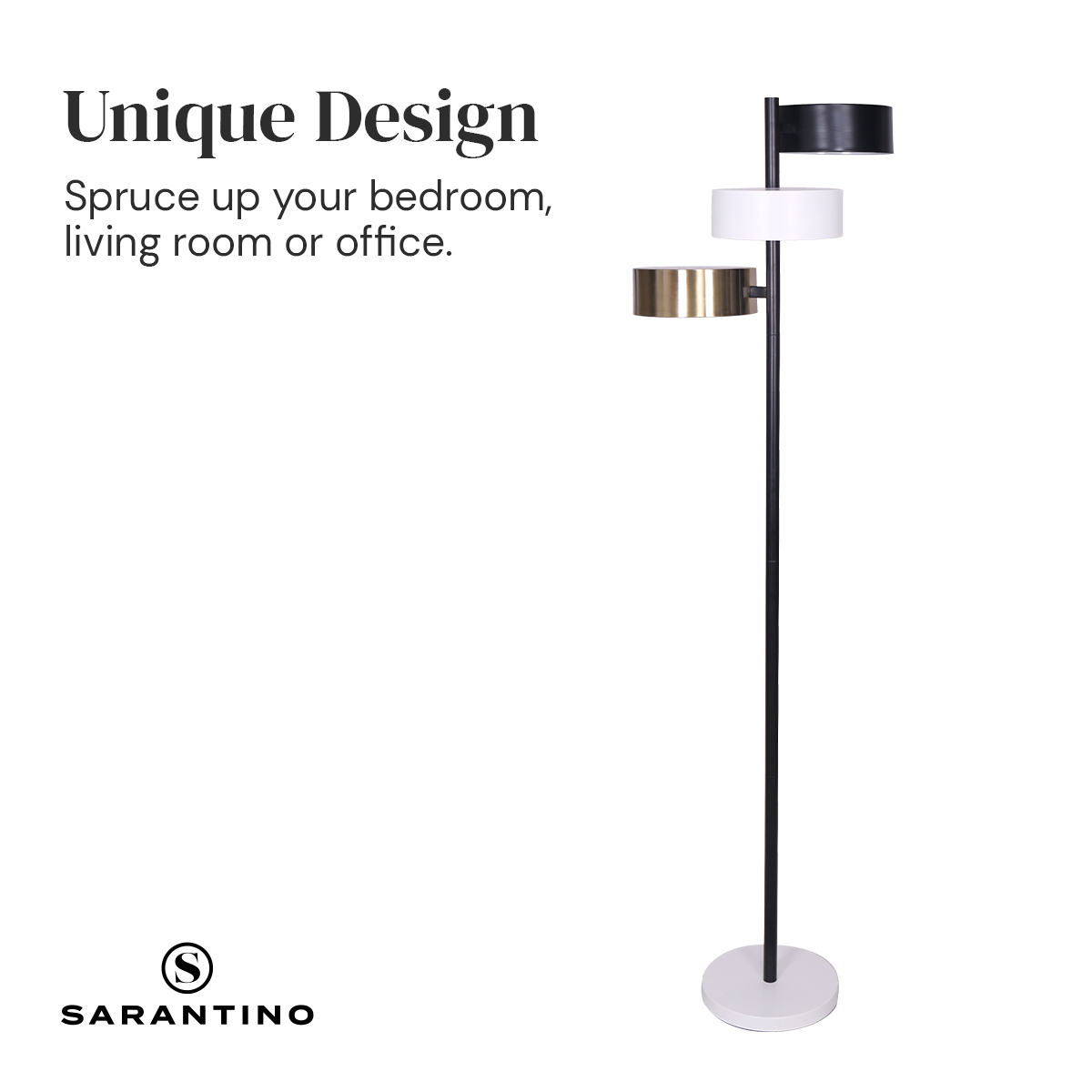 Sarantino Metal Floor Lamp with 3 Swirl Shades โ image 2