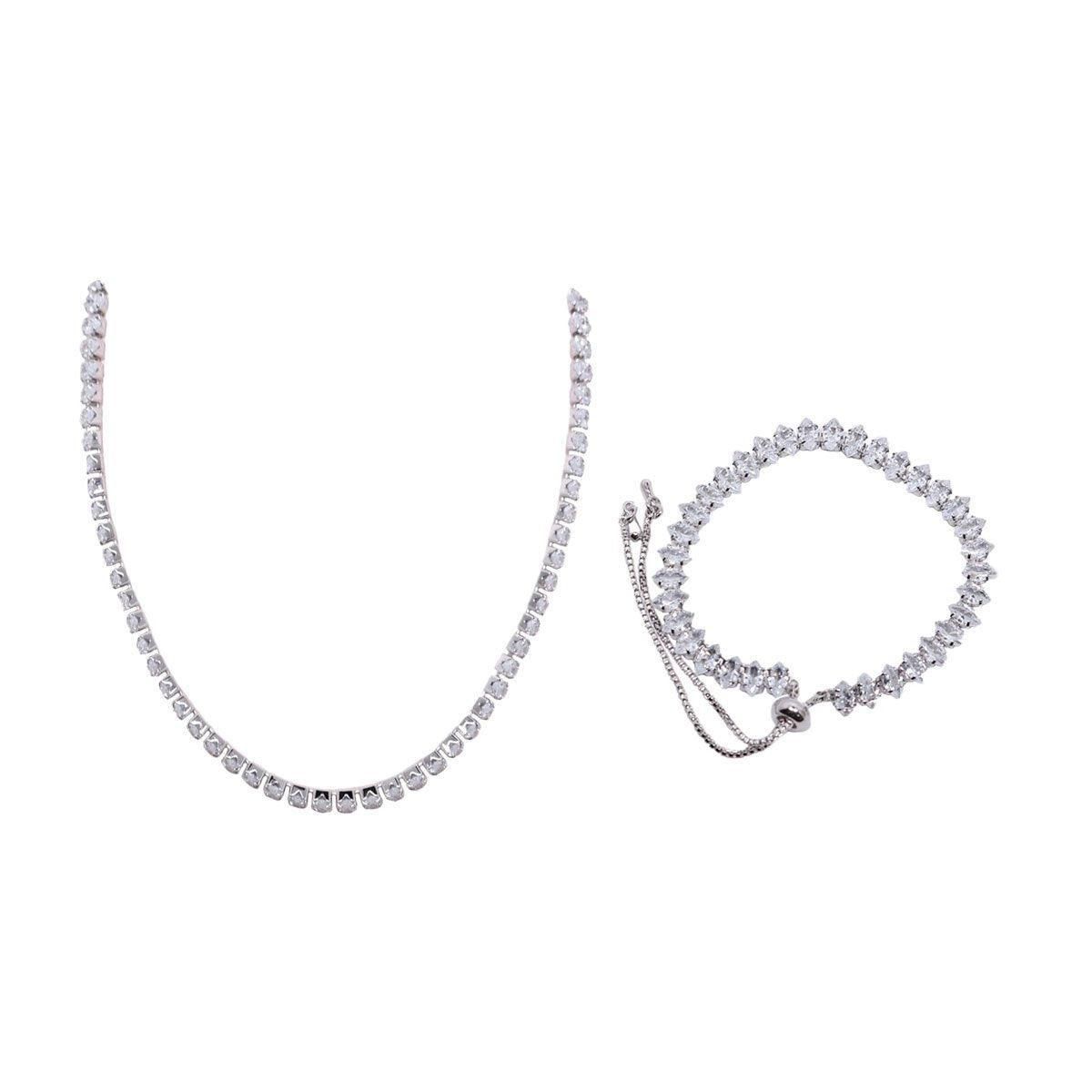 Luxury Zircon Bracelet Necklace Set for Women Elegant Fashion Jewelry Gifts - Bracelet β image 3