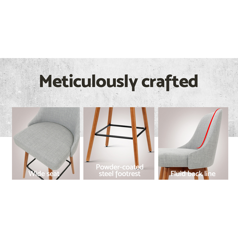 Artiss 2x Bar Stools Swivel Seat Wooden Grey — image 4