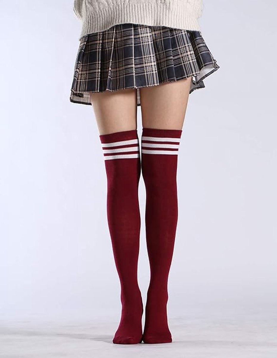 women's knee socks - 3 Pairs - knee socks for women - overknee socks - Sexy socks - girls' knee socks - striped socks - Black/Red/Blue — image 4