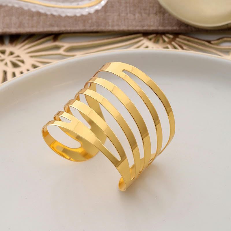 2pcs Napkin Rings of Hollow Metal Napkin Buckles Gold Napkin Rings Hotel Table Cloth Rings Gold Finish โ image 4
