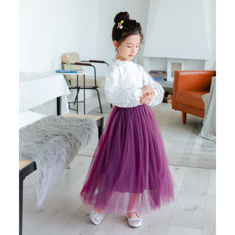 Girls Skirt Bei Congmei Polyester Mesh Solid Little headhunters like T-shirts White 150cm โ image 3