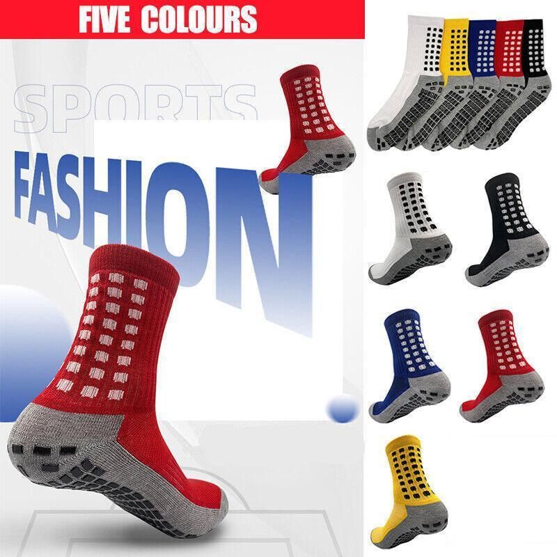 Anti-Slip Sports Socks with PVC Grip Dots for Soccer Basketball and Training Use - Red โ image 2
