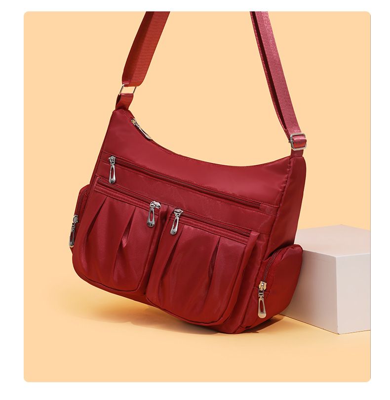 Large Capacity Crossbody Shoulder Bag - Lightweight Multi-Layer Tote for Women - Travel Backpack Casual Hobo Bag for Daily Commute - Red — image 2