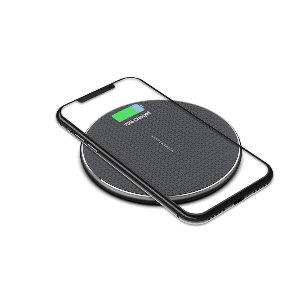 10W Qi Wireless Fast Charger with 1m USB Charging Cable for Smartphones - Silver โ image 2