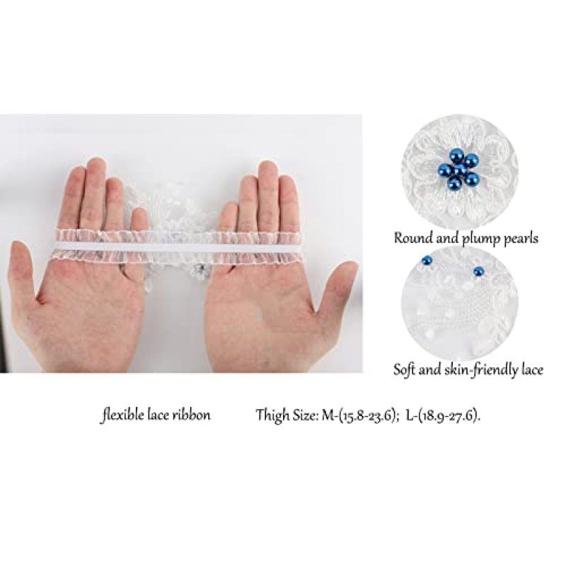 Garters for Brides Wedding Garter Elasticated Soft Lace Pearl Garter Bridal Wedding Accessories Bride to be Gifts — image 3