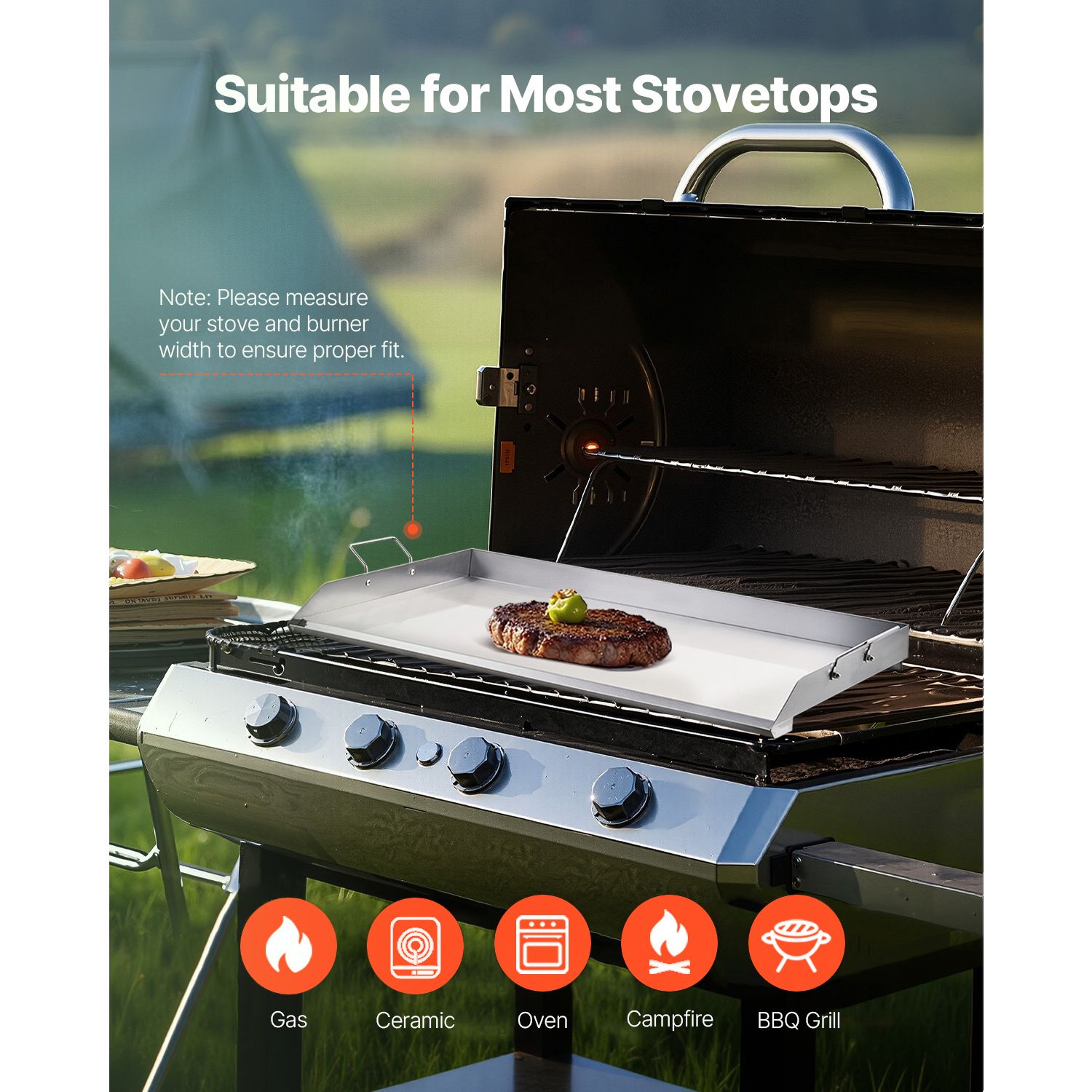 36 × 22 in Flat Top Griddle Stainless Steel Universal BBQ Grill Pan Cookware — image 6