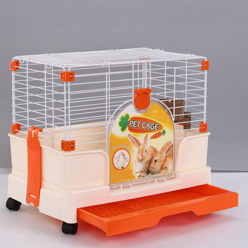 YES4PETS Small Orange Pet Rabbit Cage Guinea Pig Crate Kennel With Potty Tray And Wheel โ image 2