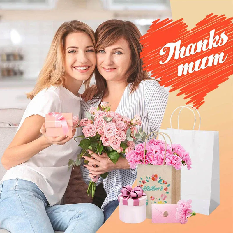 50X Kraft Paper Bags Gift Shopping Carry Craft Brown Bag With Handles - XXL-42cmx31cmx13cm โ image 5