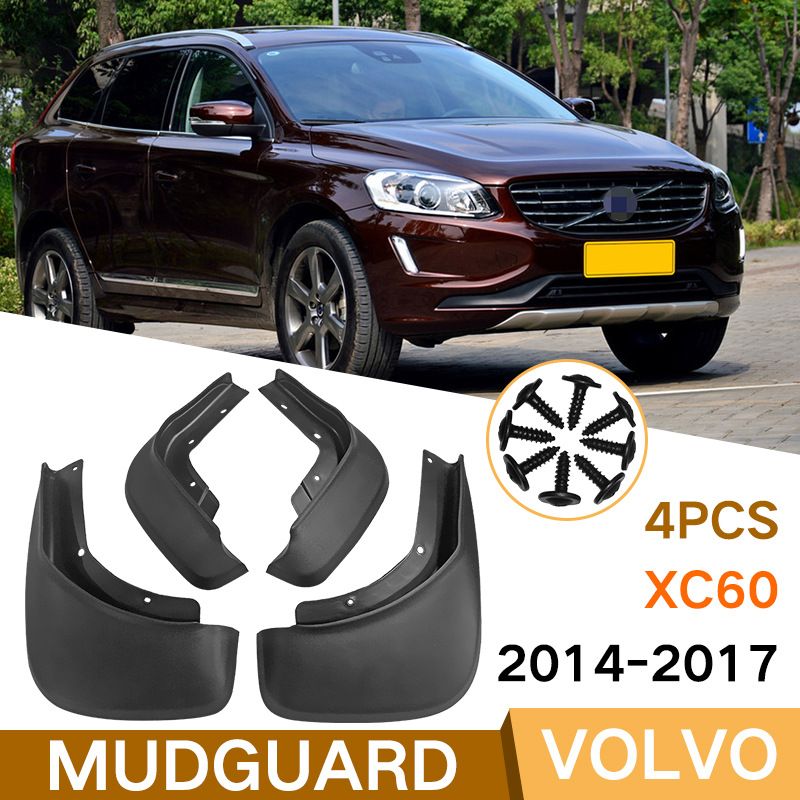 4x Front and Rear Car Fenders for Volvo XC60 2014 2015 2016 2017, Molded Mudguards, Semi-Rigid ABS Plastic Set โ image 3