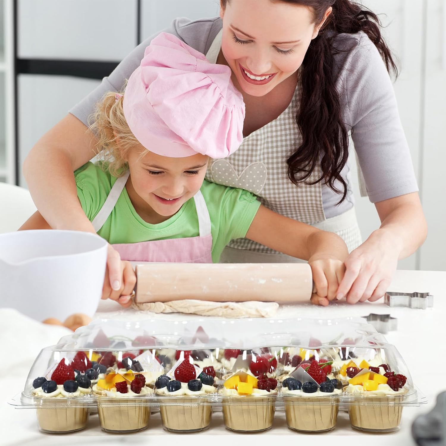 24 Count x 10 Sets Plastic Cupcake Containers, Durable and BPA-Free Cupcake Holder with Lid for Easy Transport Storage, Stackable Clear Cupcake Carriers โ image 5