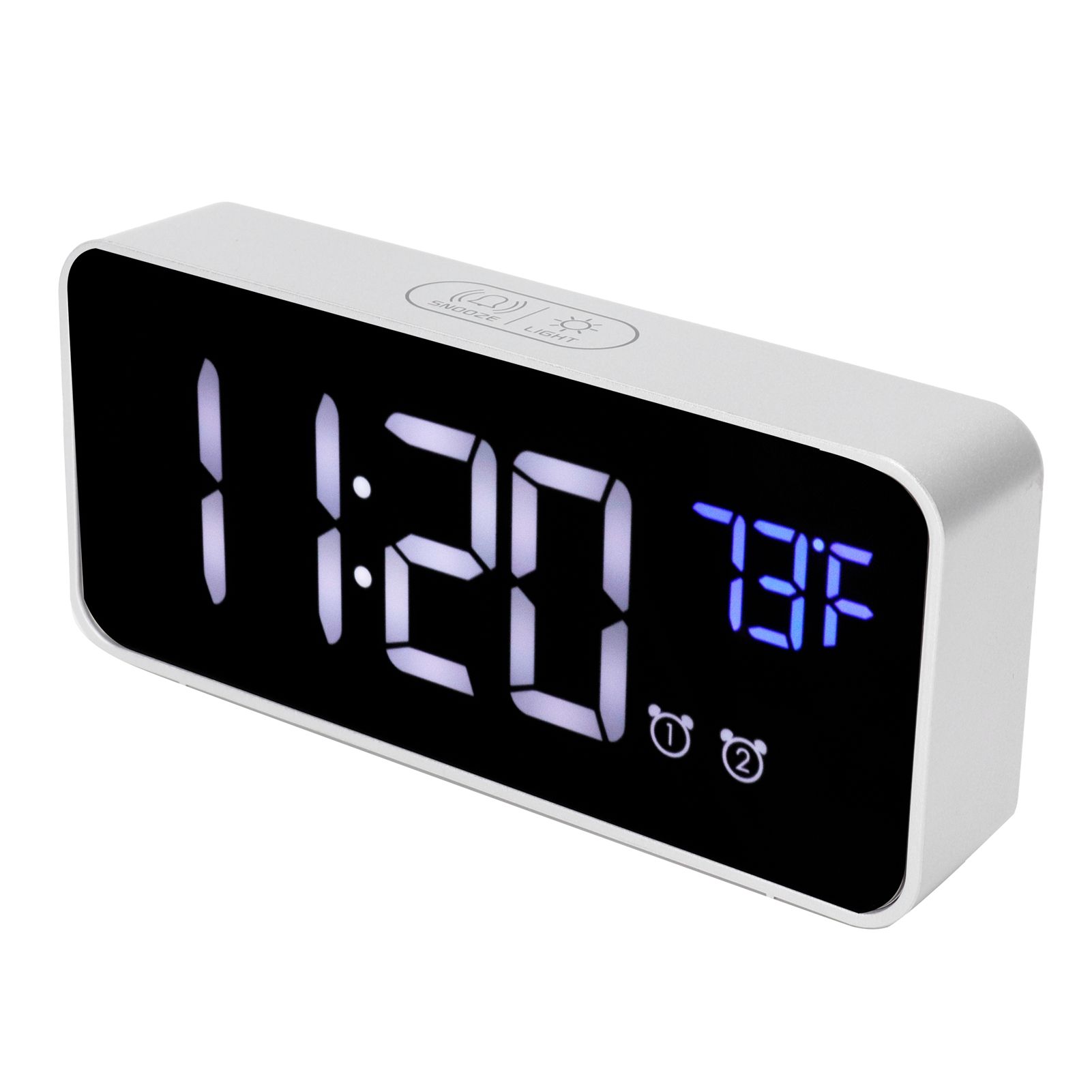 LED Digital Alarm Clock Thermometer with Snooze USB Charging Bedroom Office DecorationSilver — image 5