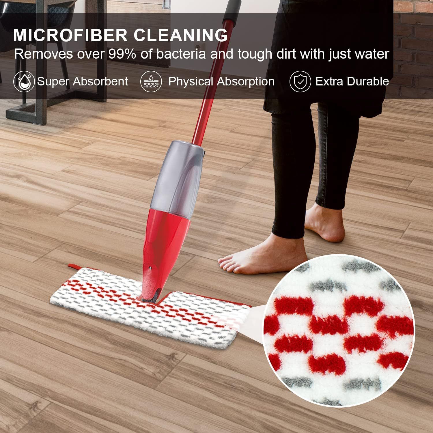 Microfiber Spray Mop Pads Compatible with Reusable Spray Mop Refills for Dust Mop,Dual-Action Washable Flip Mop Pads 3 Packs โ image 2