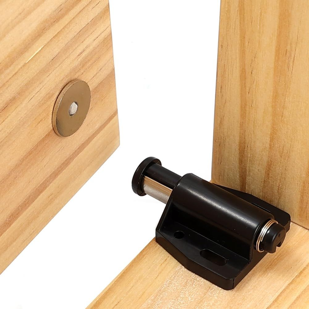 4 Pack Single Magnet Cabinet Snap Invisible Furniture Door Rebounder Cabinet Wardrobe Door Closer Easy Install Black โ image 5