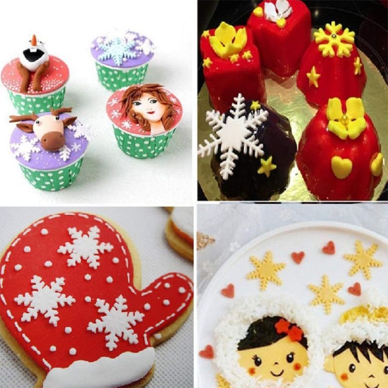 Set 3pcs Embossing Tool Snowflake Cutters for Cake Decorating Mini Plunger Mini Cookies Snowflake Cutter Plunger Snowflake โ image 3