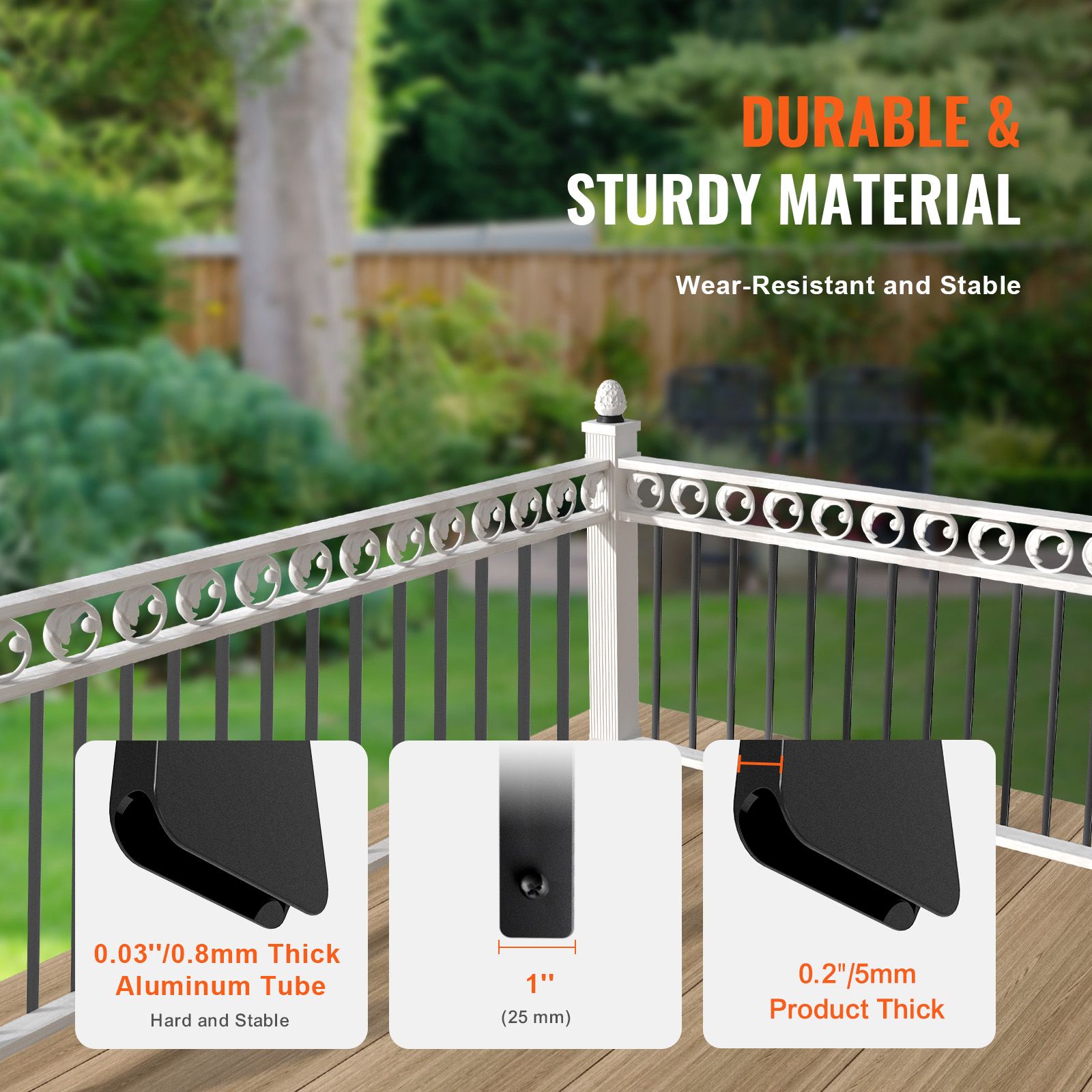 Staircase Metal Balusters, 32.28"x1"x0.2" Flat Aluminum Alloy Decorative Banister Spindles, 51 Pack Deck Baluster with Screws, Classic Hollow Deck Railing — image 2