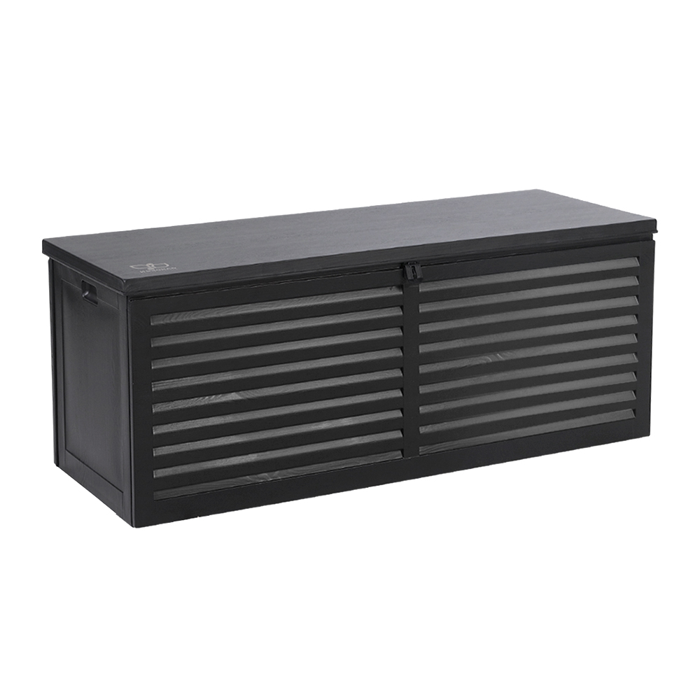 Gardeon Outdoor Storage Box 390L Container Lockable Garden Bench Shed Tools Toy All Black — image 4