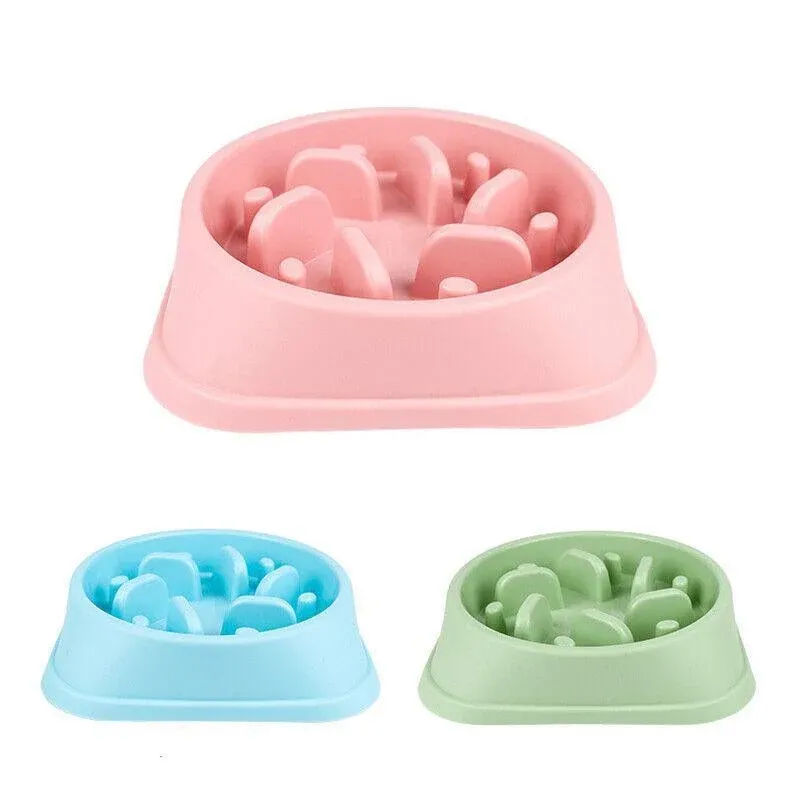 Dog-Bowl Dishes Slow-Feeder Large Pet-Eat Dogs Food-Nonslip Interactive - Pink โ image 3