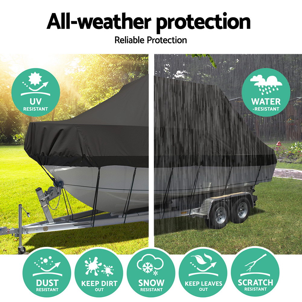 Seamanship Boat Cover 25-27ft Trailerable Jumbo Marine 600D Heavy Duty Black — image 4