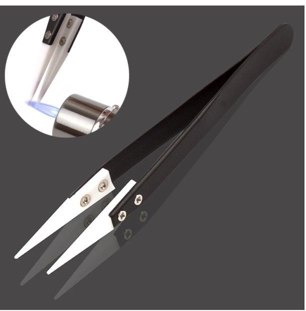 3PCS Ceramic Straight Tip Electronic Soldering Tweezers Anti-Static Reverse Acid Resistant Precision Chuck Ceramic Tweezers โ image 5