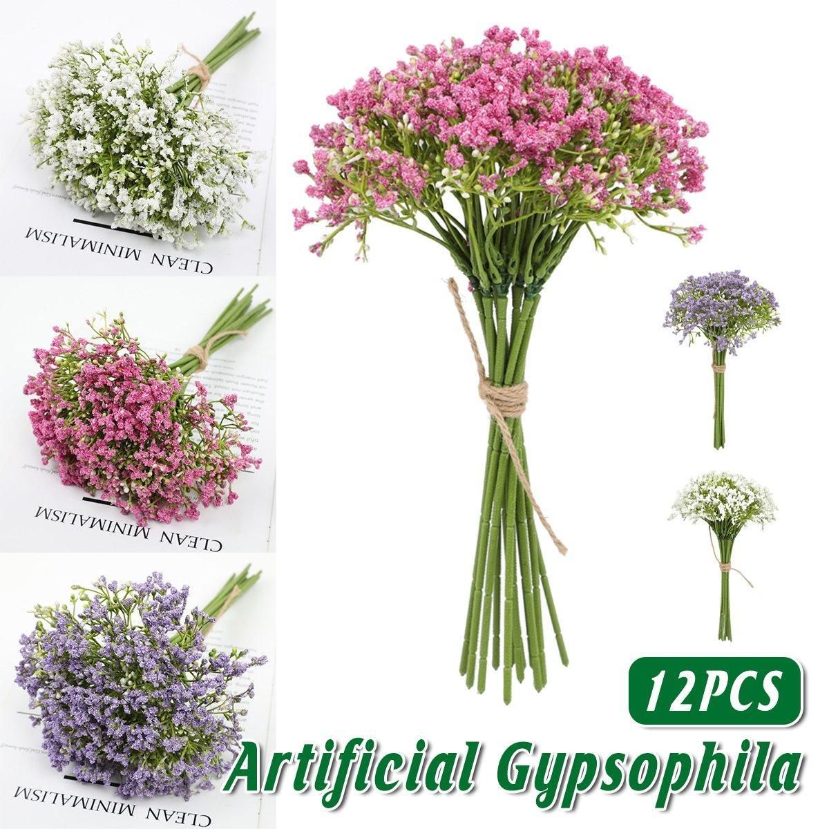 12PCS Artificial Foam Gypsophila Flower Bouquet for Wedding and Home Ornaments - Purple โ image 2