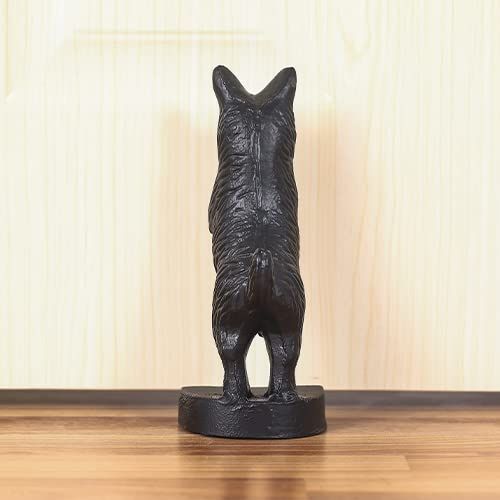 Dog Door Stop Wedge Decorative Cast Iron Door Stopper for Bottom of DoorBig dog door stopper, courtyard garden door stopper(Black) — image 3