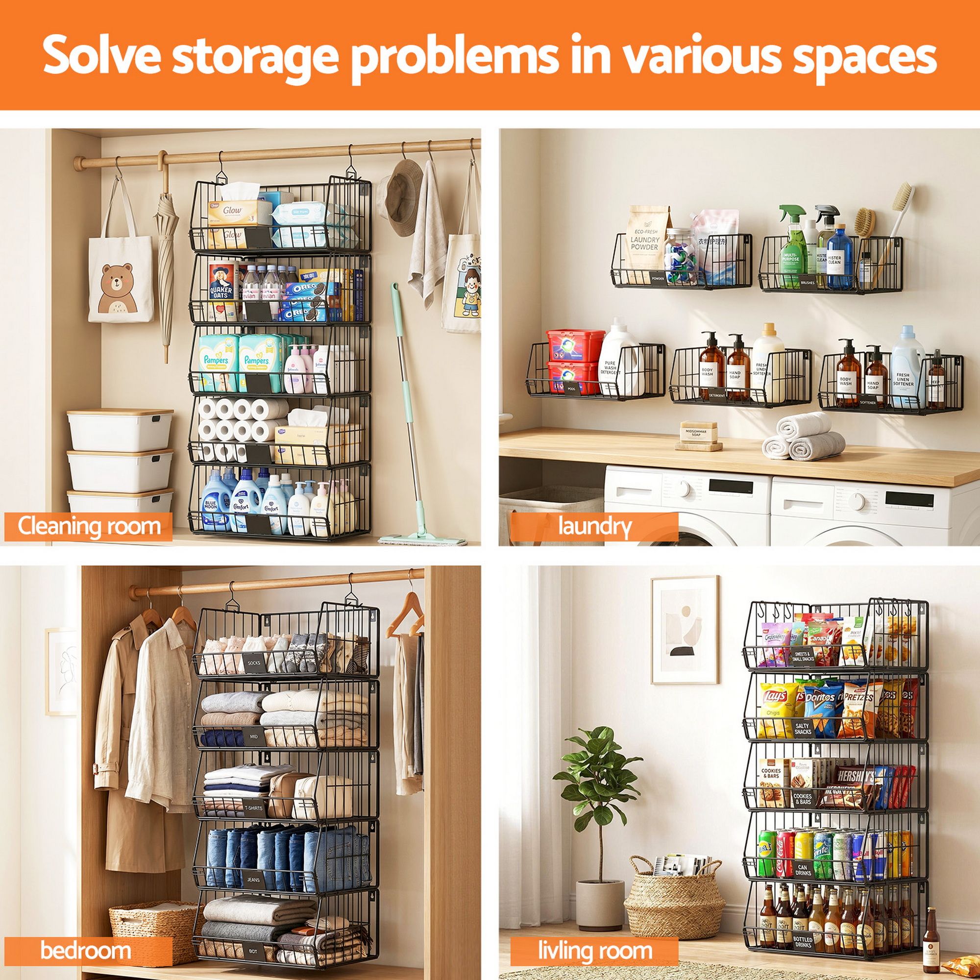 Artiss 5 Tier Stackable Closet Organizers and Storage Closet Hanging Storage Organizer Shelves โ image 5