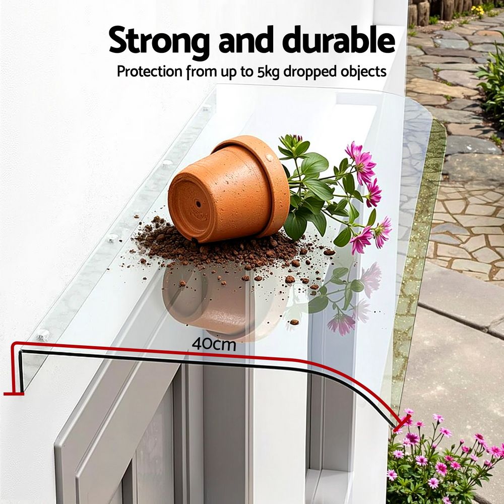 Instahut Window Door Awning 0.4mx1m Transparent — image 4