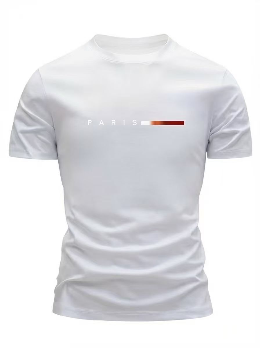 Men'S T-Shirt Lightweight T-Shirt Crew Neck T-Shirt Quick Dry T-Shirt Paris - White - Size S