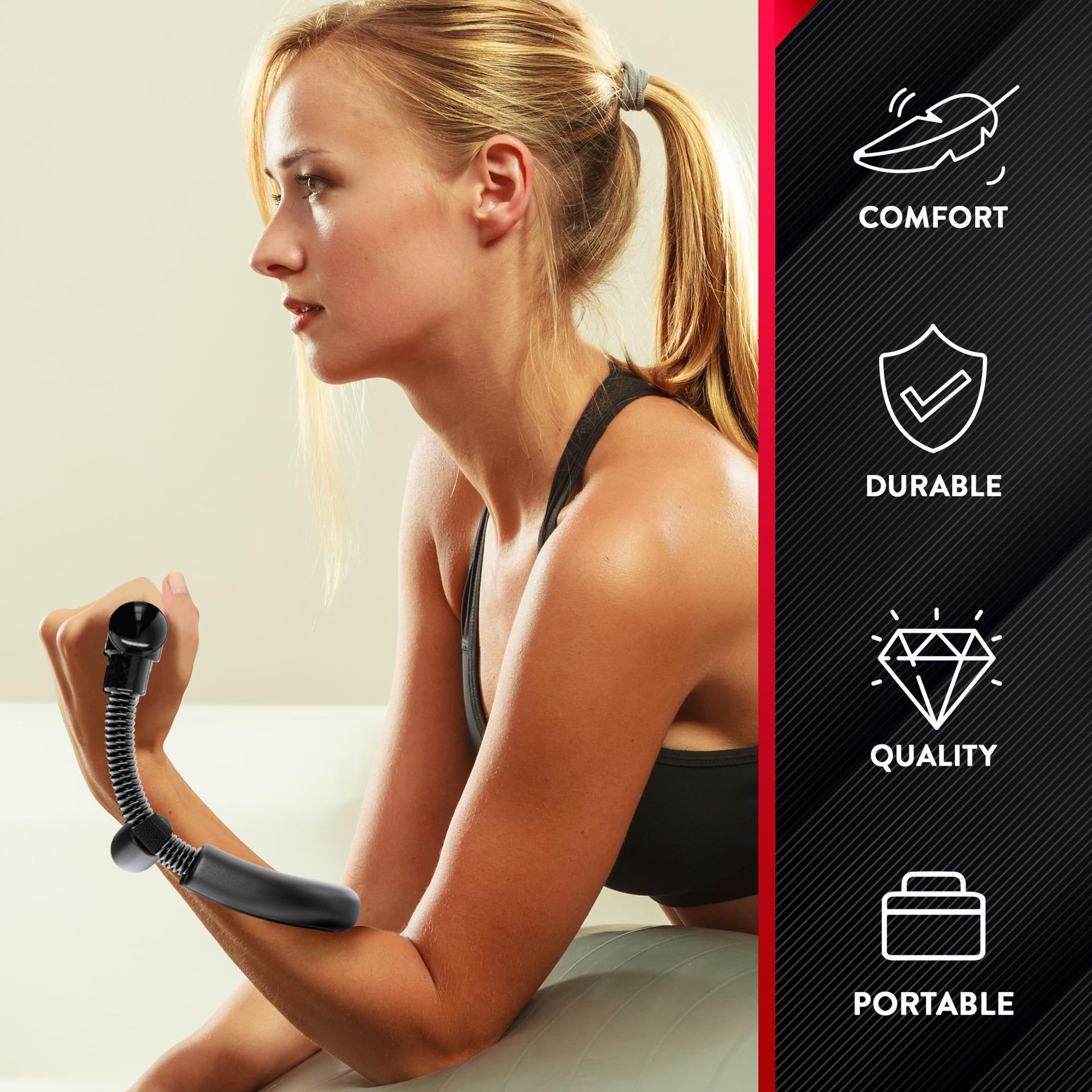 Adjustable Wrist Strengthener & Grip Trainer, Heavy-Duty Forearm Workout Equipment for Athletes & Injury Recovery, Ergonomic Fitness Tool Black — image 5