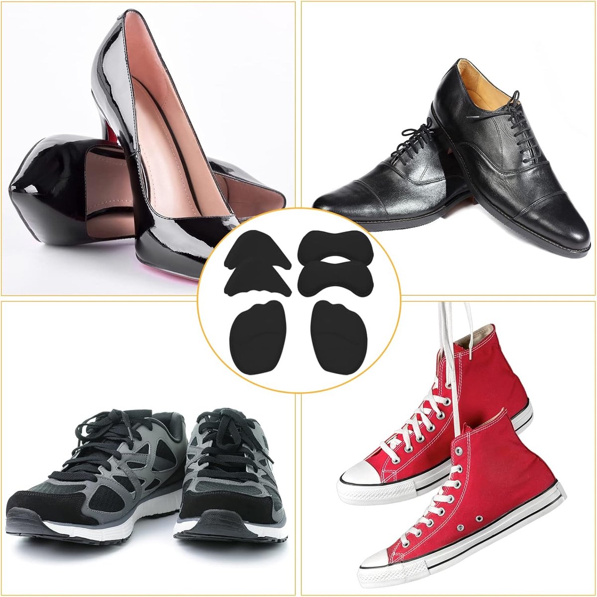 10 pairs - heel cushions - lining cushions - high heel insoles - insoles for loose shoes, metatarsals and adjustable toe fillers - insoles for oversized shoes — image 3