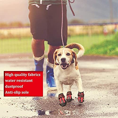 Dog Boots & Paw Protectors Non-Slip Waterproof | Dog Booties Adjustable Straps for Hot Pavement and Winter, Dog Shoes for Medium to Large Dogs 4Pcs with Rugged — image 6